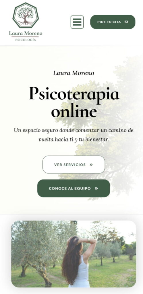 Laura Moreno — Diseño web WordPress — Horus Web Design mobile