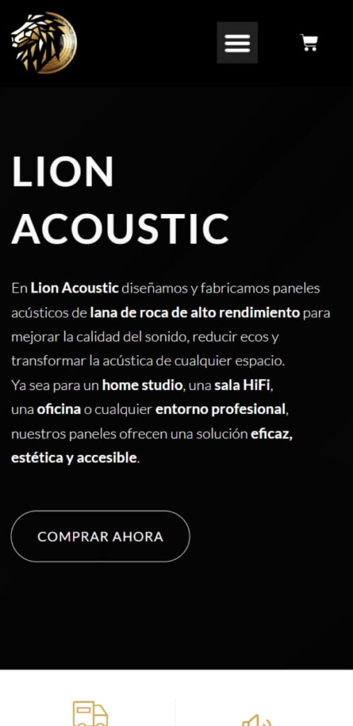 Lion Acoustic — Diseño web WordPress — Horus Web Design mobile