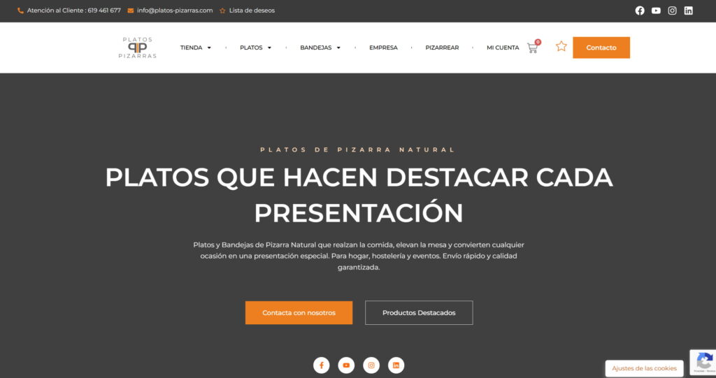 Platos Pizarras — Diseño web WordPress — Horus Web Design